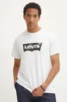 Bavlněné tričko Levi's bílá barva, s potiskem, 22489