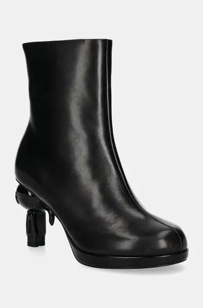 Kožené kotníkové boty Karl Lagerfeld IKON ISLAND dámské, černá barva, na podpatku, KL39064