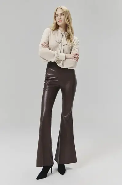 Kalhoty Answear.LAB dámské, hnědá barva, zvony, high waist