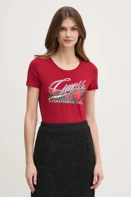 Tričko Guess vínová barva, W5RI03 J1314