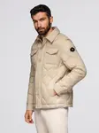 Ombre Men's quilted jacket in shirt cut - beige
