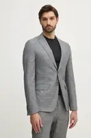 Vlněné sako BOSS šedá barva, 50539804