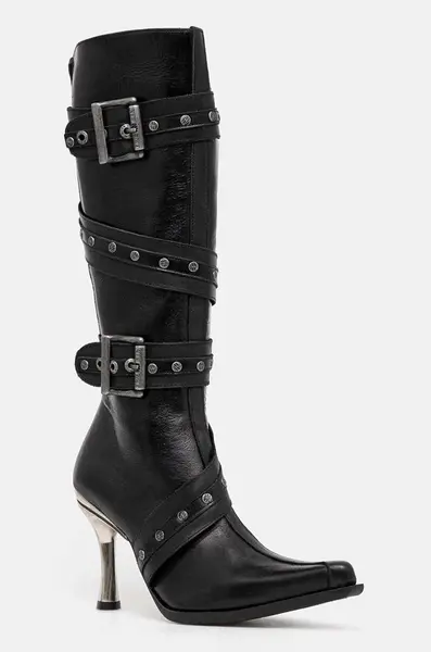 Kožené kozačky New Rock ITALI NEGRO + MALICIA TACON CARIBE ACERO