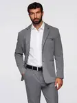 Ombre Men's knitted jacket with a fitted cut - light grey