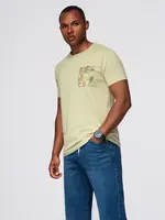 Ombre Men's cotton t-shirt with printed pocket - light grey