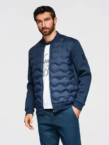 Ombre Men's quilted bomber jacket - navy blue