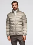 Ombre Men's quilted jacket with gloss and stand-up collar - light grey