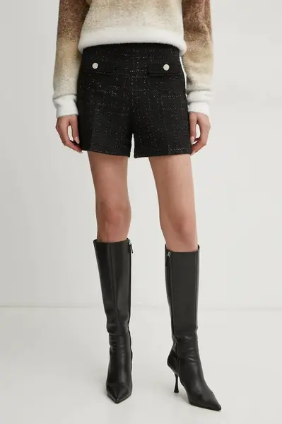 Kraťasy Morgan SHICK dámské, černá barva, vzorované, high waist, SHICK