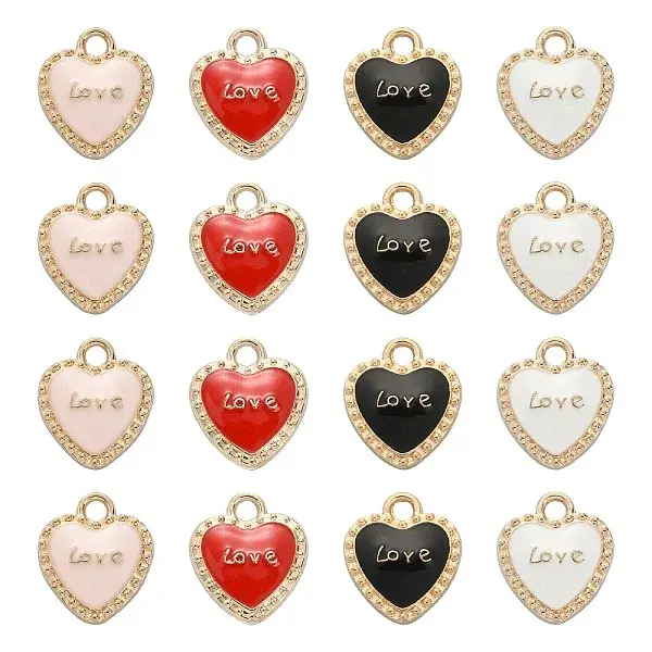 40Pcs 4 Colors Alloy Enamel Pendants
