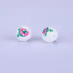 Printed Round with Egg Pattern Silicone Focal Beads
