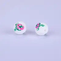 Printed Round with Egg Pattern Silicone Focal Beads