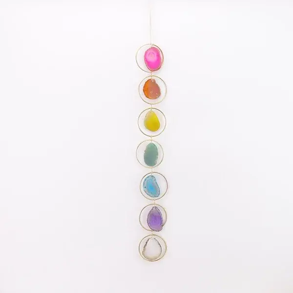 7 Chakra Rainbow Natural Agate Slice Suncatcher