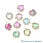 10Pcs UV Plating Alloy with Mixed Color Glass Rhinestone Pendants