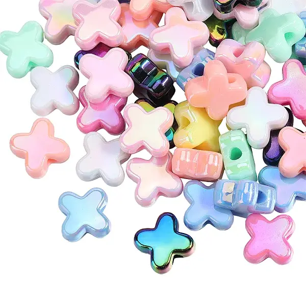 60Pcs UV Plated Acrylic Beads