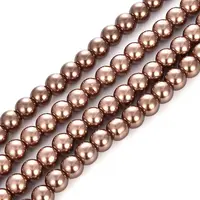 Baking Painted Pearlized Glass Pearl Round Bead Strands