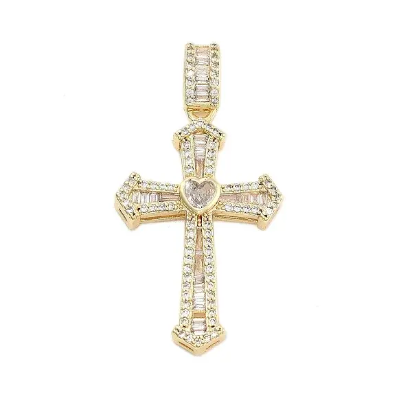 Brass Pave Clear Cubic Zirconia Pendants