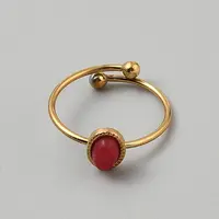 Stainless Steel with Synthesis Gemstone Adjustable Cuff Rings