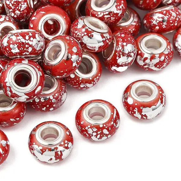 Opaque Resin Rondelle European Beads
