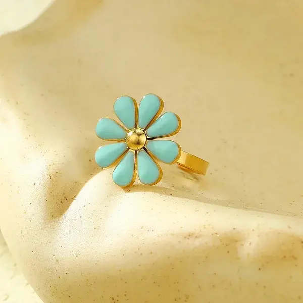 304 Stainless Steel Enamel Stud Rings for Women