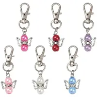 6Pcs 6 Colors Angel Glass Pearl & Alloy Pendant Decoration