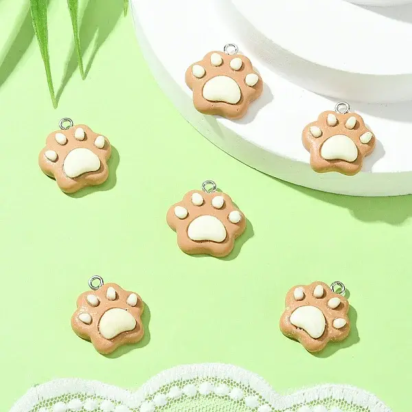 6Pcs Opaque Resin Pendants