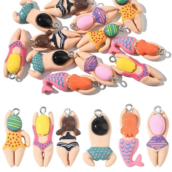 12Pcs 6 Styles Plastic Pendants