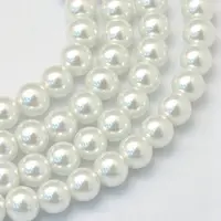 Baking Painted Pearlized Glass Pearl Round Bead Strands