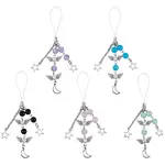 5Pcs 5 Colors Moon Star Heart Acrylic & Alloy & 304 Stainless Steel Mobile Straps