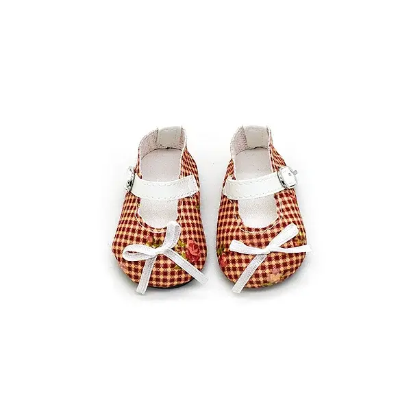Tartan Pattern Cloth Doll Bowknot Shoes