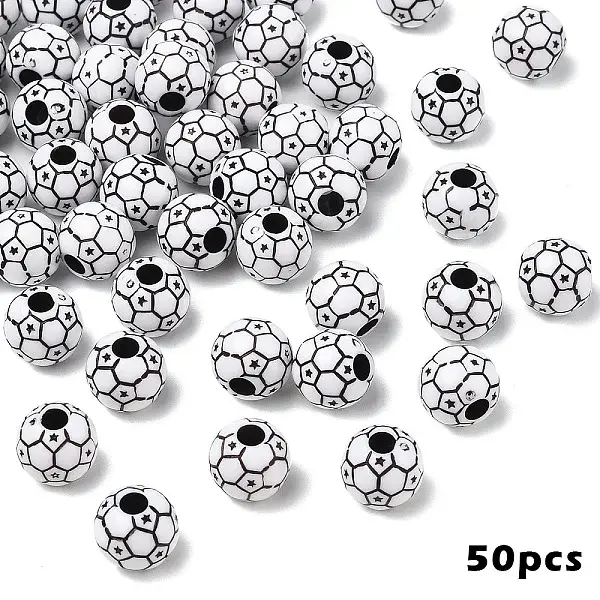 50Pcs FootBall/Soccer Ball Craft Style Acrylic Beads