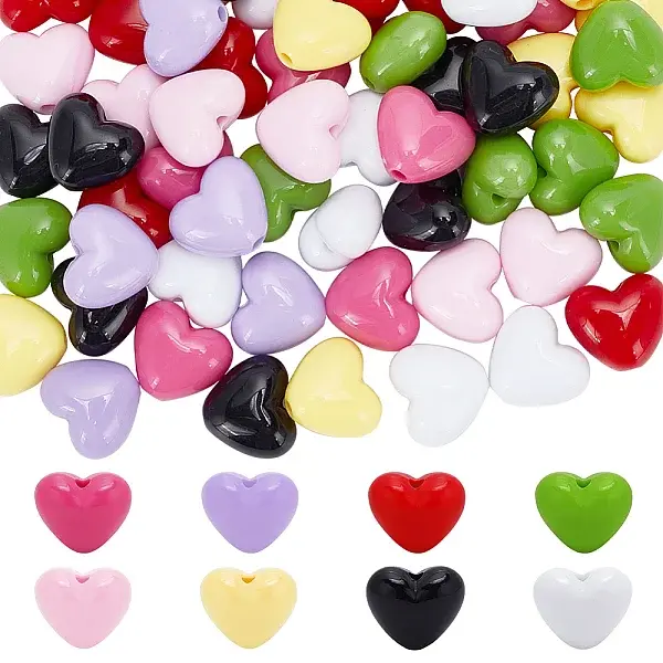 64Pcs 8 Colors Opaque Acrylic Beads