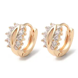 Rack Plating Brass Micro Pave Cubic Zirconia Hoop Earrings