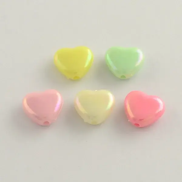 AB Color Plated Heart Acrylic Beads