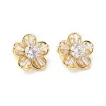 Brass Clear Cubic Zirconia Twister Clasps