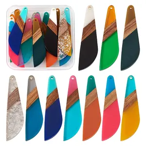 20Pcs 10 Colors Resin & Walnut Wood Big Pendants