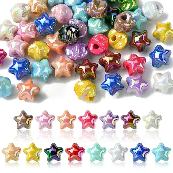 50Pcs UV Plating Plastic Beads