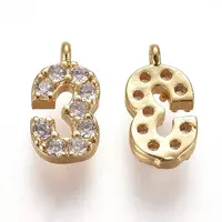 Brass Micro Pave Clear Cubic Zirconia Charms