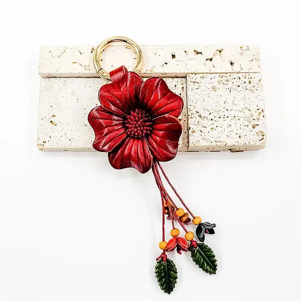 Leather and Alloy Keychain
