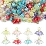 80Pcs 8 Colors Flower ABS Plastic Pearl Pendants