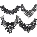 4Pcs 4 Style Milk Silk Embroidered Floral Lace Collar