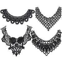 4Pcs 4 Style Milk Silk Embroidered Floral Lace Collar