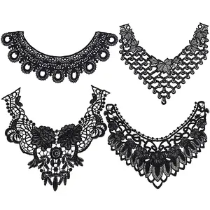 4Pcs 4 Style Milk Silk Embroidered Floral Lace Collar