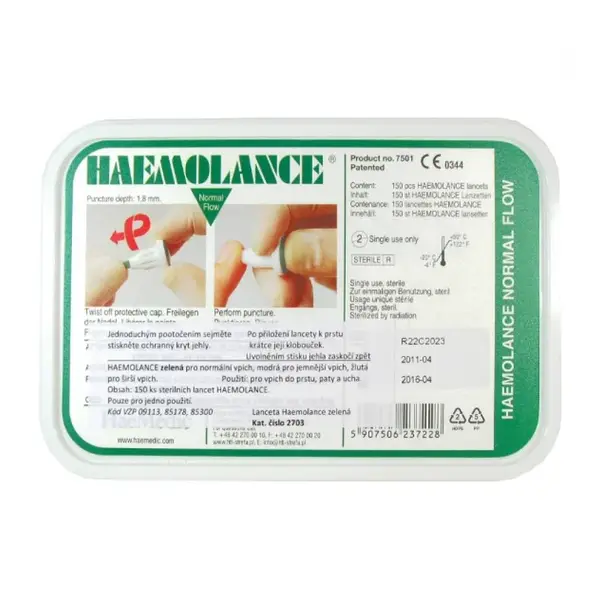 HAEMOLANCE Lancety pre dospelých zelené 2703 100 kusov