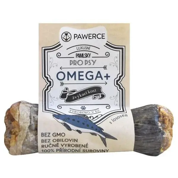 PAWERCE Omega+ žuvacia kosť pre psov plnená 1 ks, Veľkosť: M