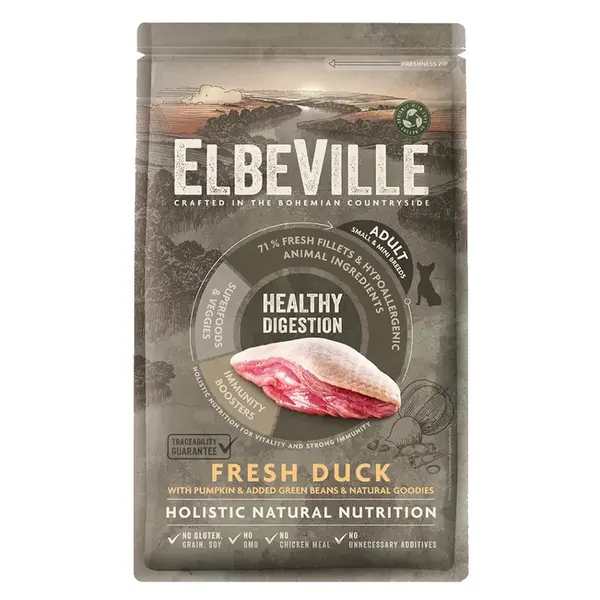 ELBEVILLE Healthy Digestion Fresh Duck granule pre psov 1 kus, Hmotnosť balenia (g): 4 kg