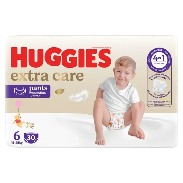 HUGGIES Detské plienky Extra Care Pants 6 veľkosť 15-25 kg 30 kusov