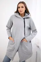 Insulated sweatshirt with asymmetrical zipper in gray color