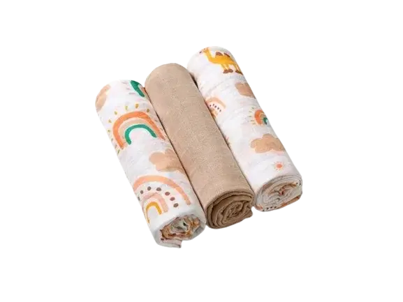 BABYONO Pleny mušelínové Super soft - béžová 3 ks