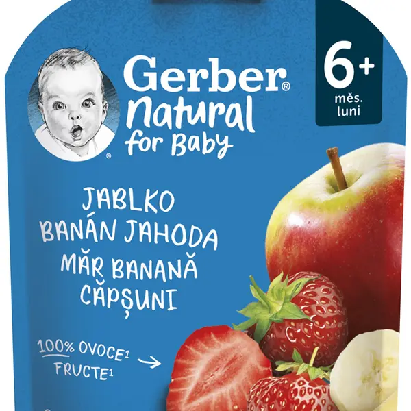 GERBER Natural kapsička jablko, banán a jahoda 90 g
