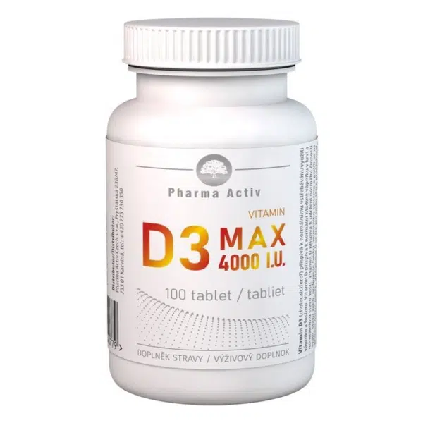PHARMA ACTIV Vitamin D3 MAX 4000 I.U. 100 tablet 100 ks